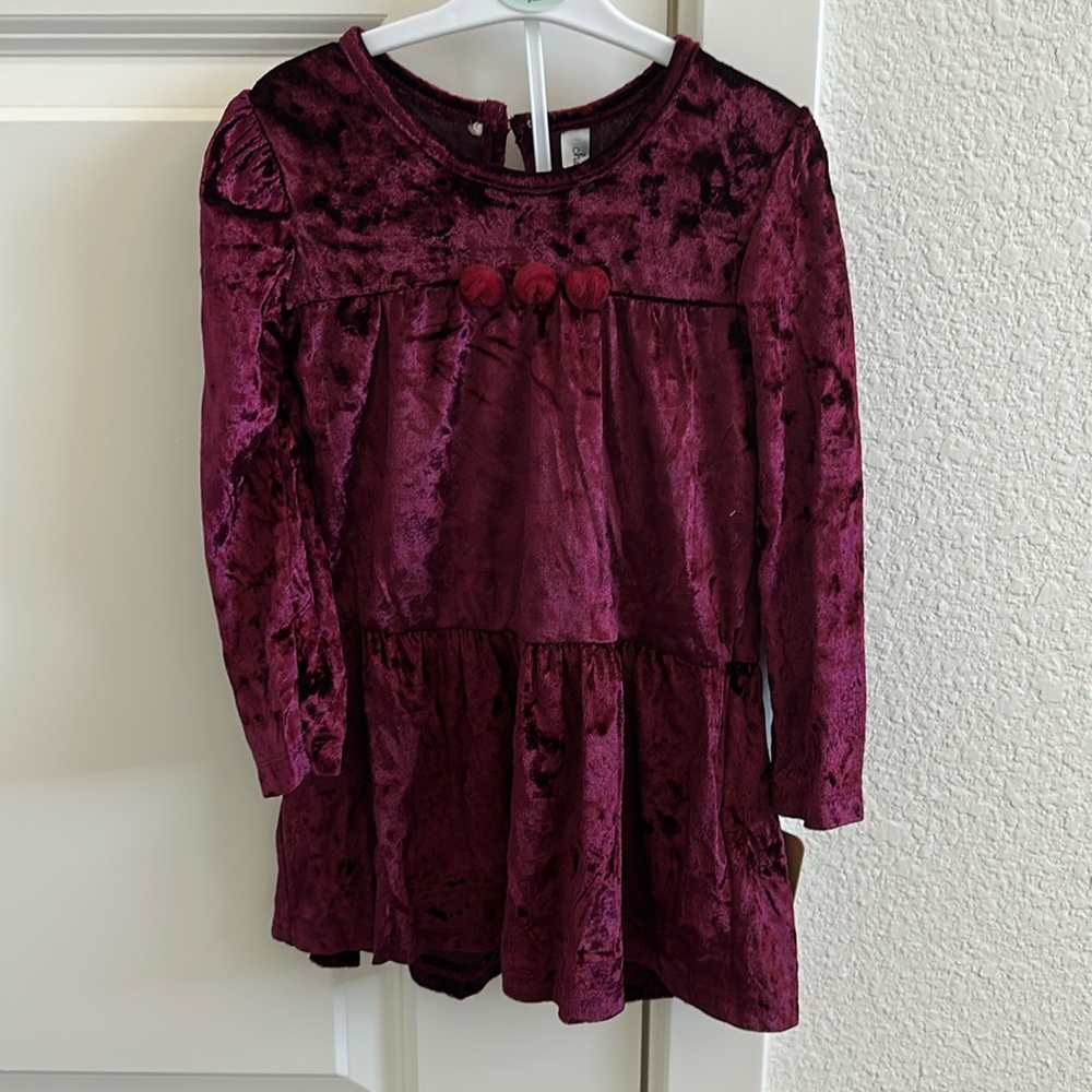 NEW! Toddler/Baby Girl Velvet Long Sleeve Dress Sz 24 mos.